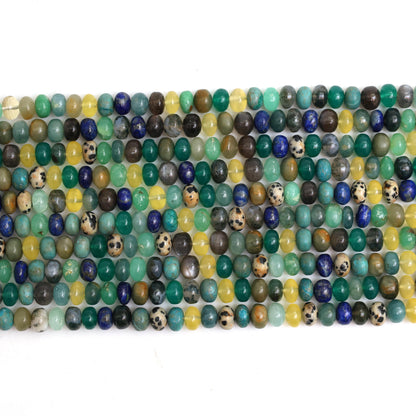 Natural Multi Gemstone Smooth Rondelle Beads 8mm – Calibrated Disco Mix Semi-Precious Gemstone Beads