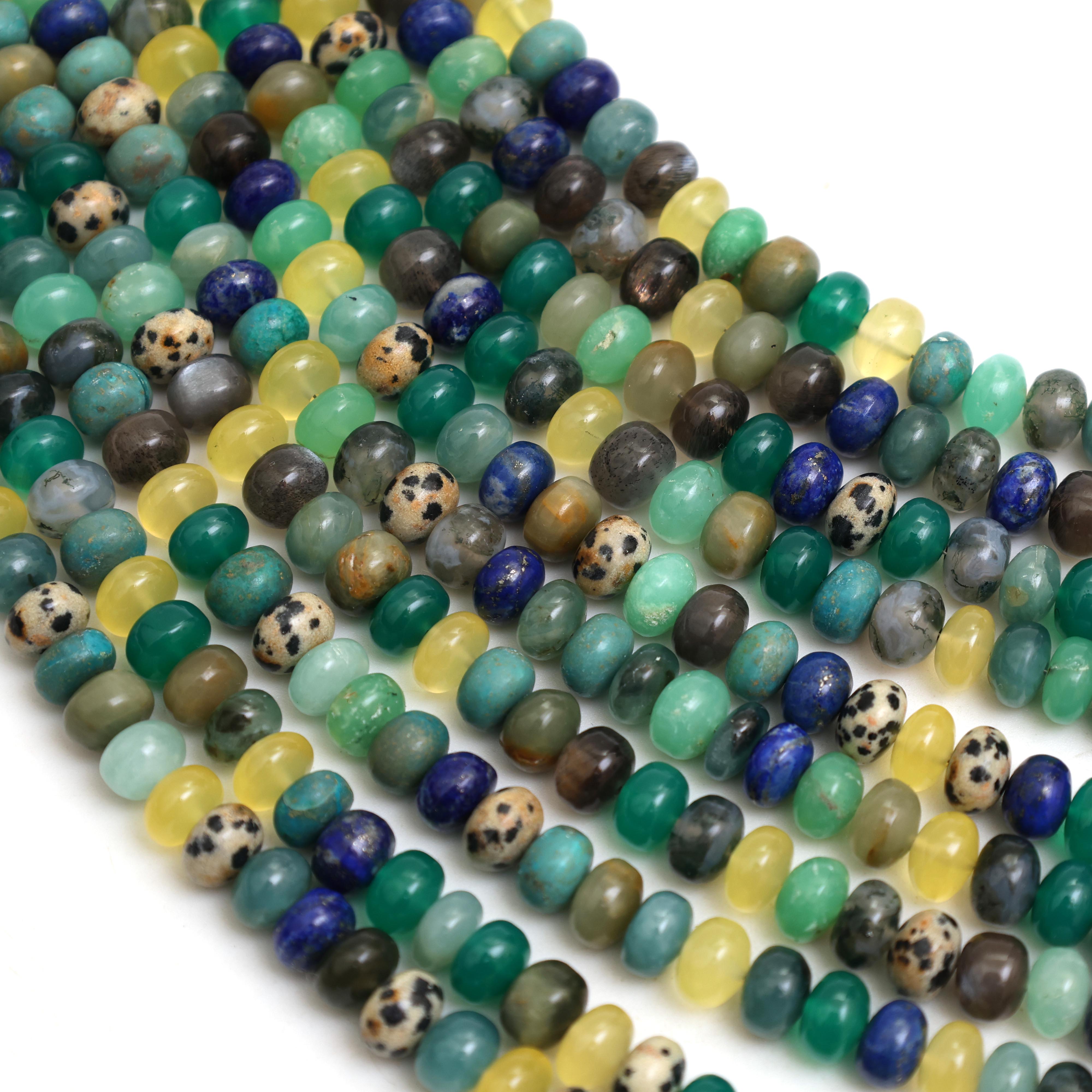Natural Multi Gemstone Smooth Rondelle Beads 8mm – Calibrated Disco Mix Semi-Precious Gemstone Beads