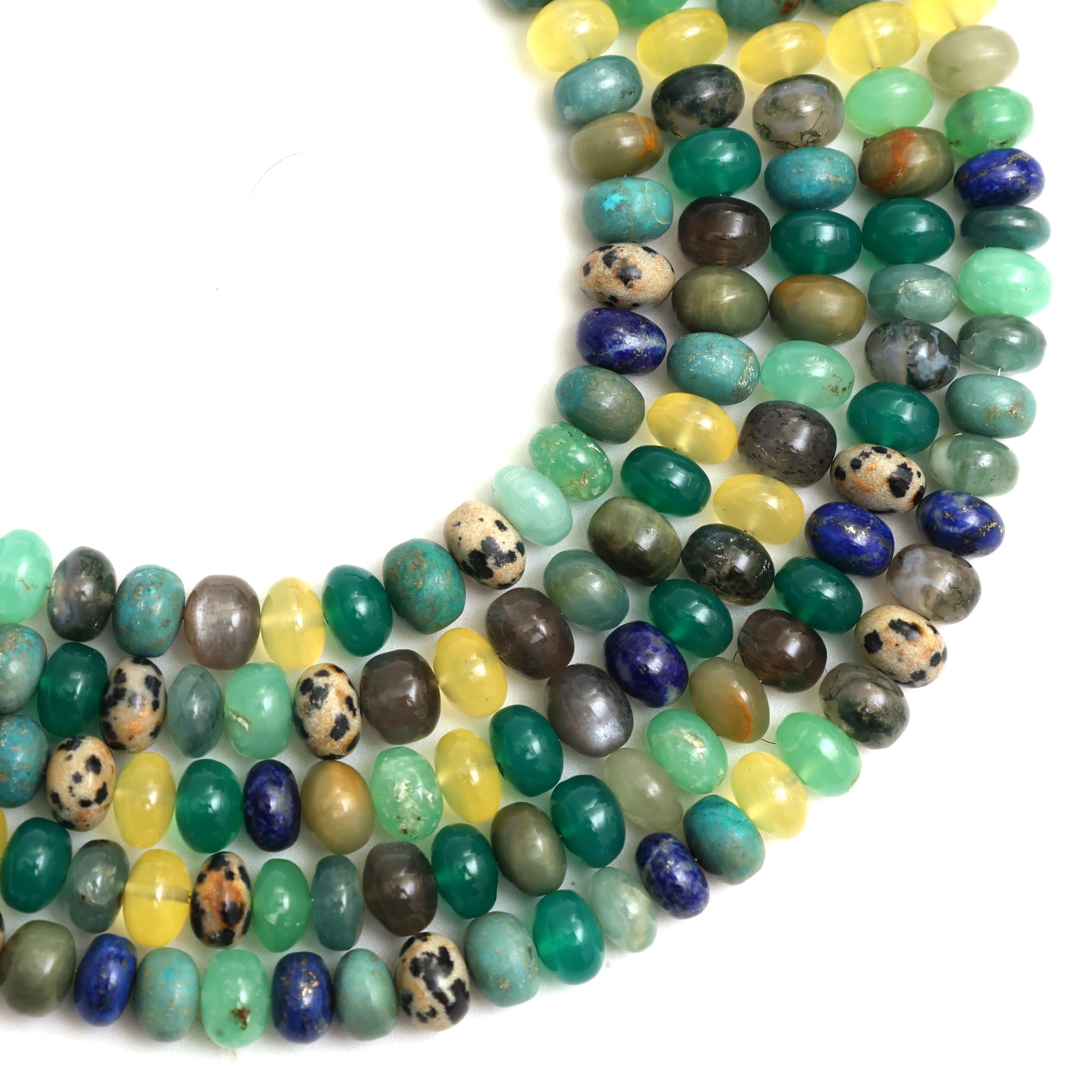 Natural Multi Gemstone Smooth Rondelle Beads 8mm – Calibrated Disco Mix Semi-Precious Gemstone Beads