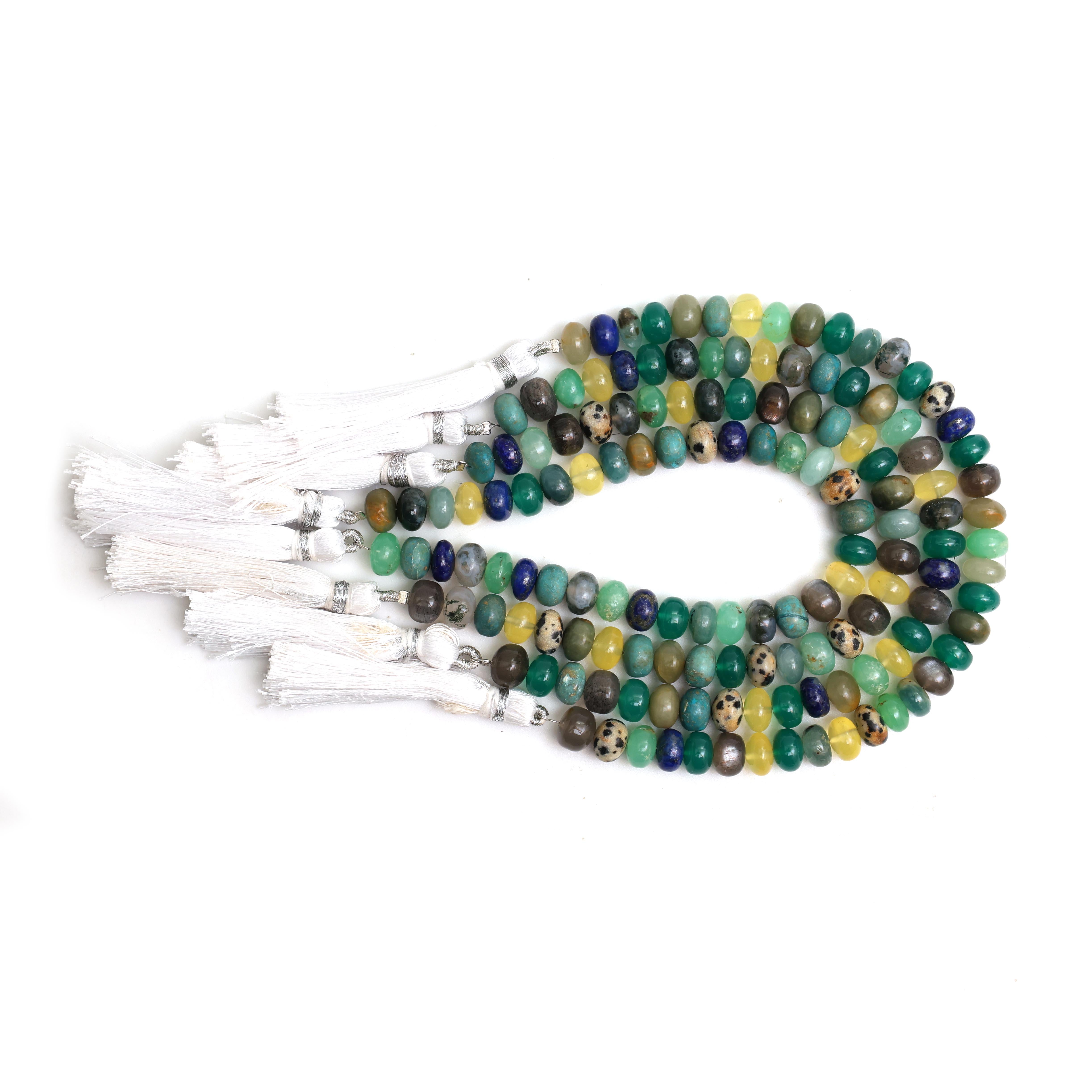 Natural Multi Gemstone Smooth Rondelle Beads 8mm – Calibrated Disco Mix Semi-Precious Gemstone Beads