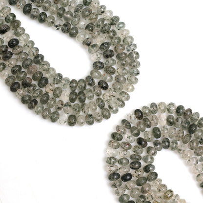 Natural Green Dot Rutile Quartz Smooth Rondelle Beads 8mm – Calibrated Semi-Precious Gemstone Beads