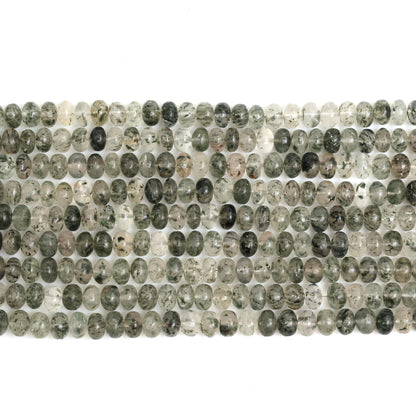 Natural Green Dot Rutile Quartz Smooth Rondelle Beads 8mm – Calibrated Semi-Precious Gemstone Beads