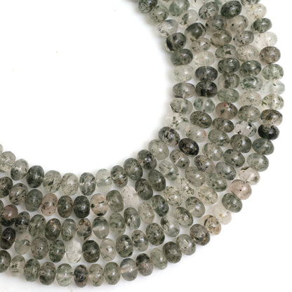 Natural Green Dot Rutile Quartz Smooth Rondelle Beads 8mm – Calibrated Semi-Precious Gemstone Beads