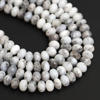 Natural Dendritic Opal Smooth Rondelle Beads 8mm – Calibrated Semi-Precious Gemstone Beads