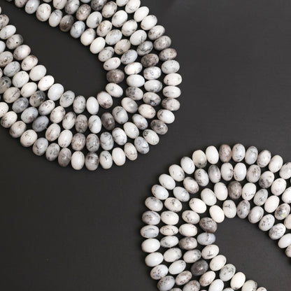 Natural Dendritic Opal Smooth Rondelle Beads 8mm – Calibrated Semi-Precious Gemstone Beads