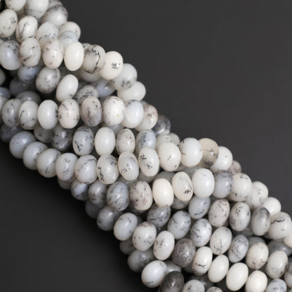 Natural Dendritic Opal Smooth Rondelle Beads 8mm – Calibrated Semi-Precious Gemstone Beads