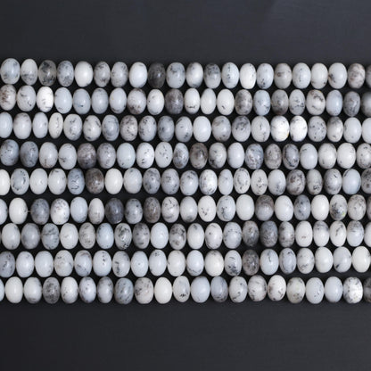 Natural Dendritic Opal Smooth Rondelle Beads 8mm – Calibrated Semi-Precious Gemstone Beads