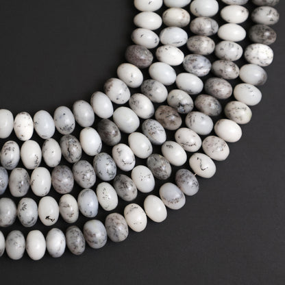 Natural Dendritic Opal Smooth Rondelle Beads 8mm – Calibrated Semi-Precious Gemstone Beads