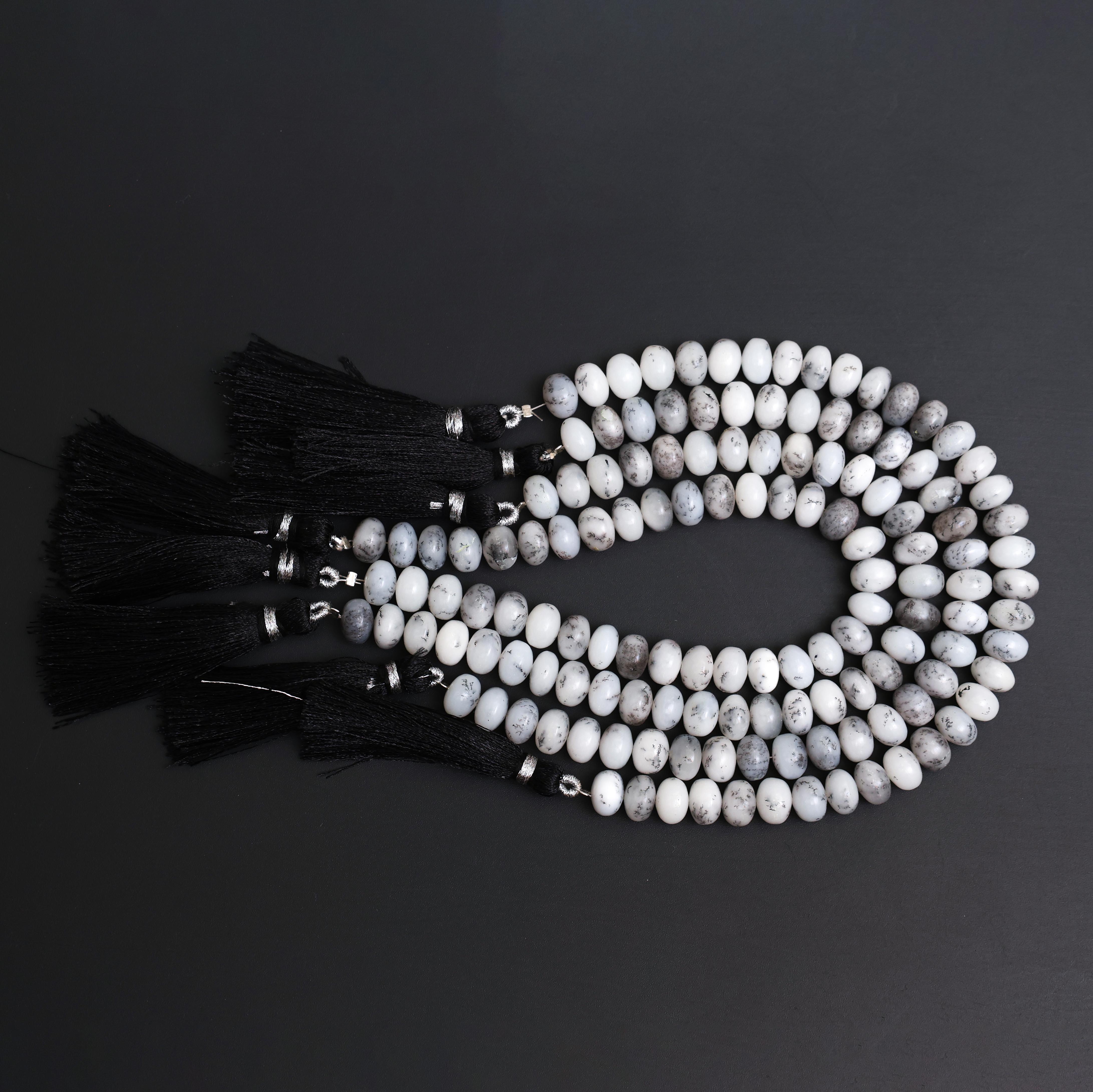 Natural Dendritic Opal Smooth Rondelle Beads 8mm – Calibrated Semi-Precious Gemstone Beads