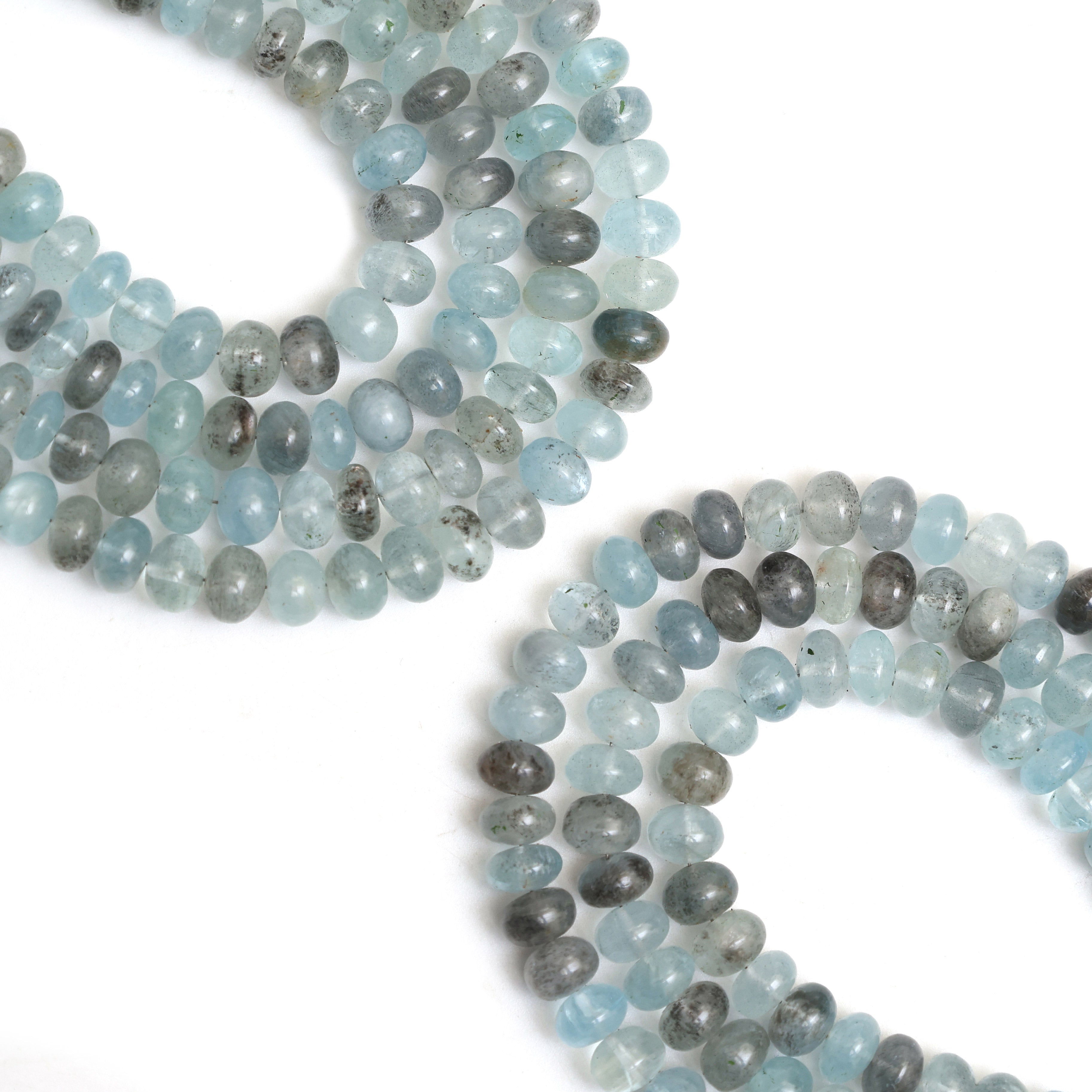 Natural Moss Aquamarine Smooth Rondelle Beads 8mm – Calibrated Semi-Precious Gemstone Beads