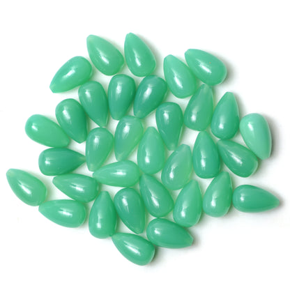 Chrysoprase Chalcedony Smooth Teardrop Briolette 8×14mm – Top Half Drill Gemstone Drops