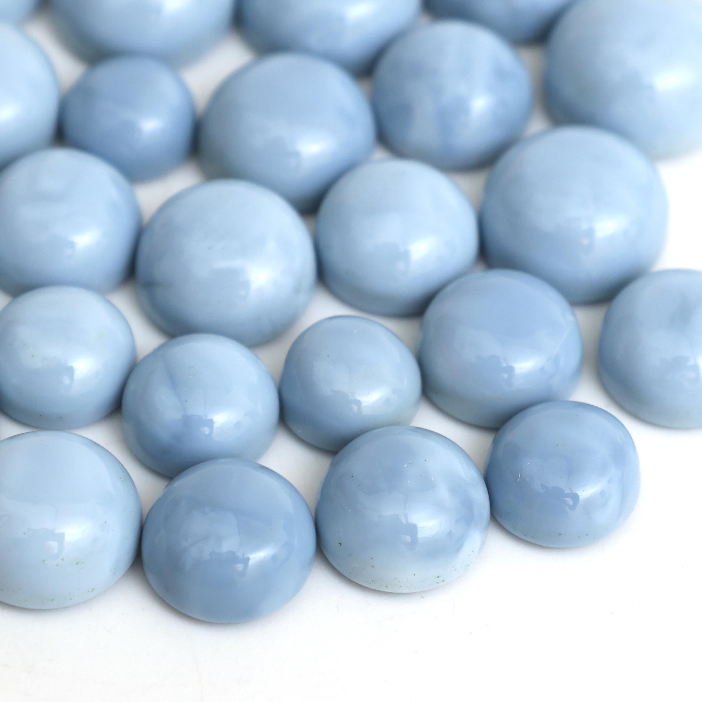 Natural Blue Opal Smooth Round Cabochon 10–15mm