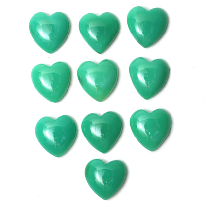 Chrysoprase Chalcedony Smooth Heart Cabochon 20mm – Flat Back Semi-Precious Gemstone Cabs
