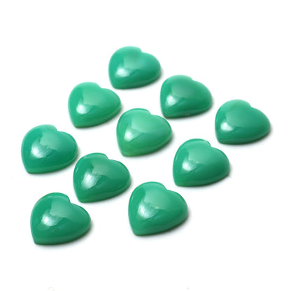 Chrysoprase Chalcedony Smooth Heart Cabochon 20mm – Flat Back Semi-Precious Gemstone Cabs