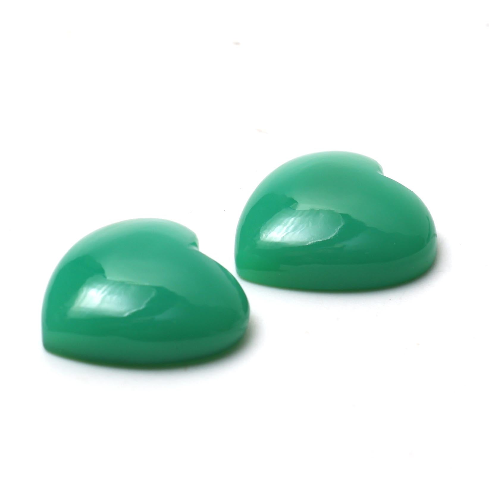 Chrysoprase Chalcedony Smooth Heart Cabochon 20mm – Flat Back Semi-Precious Gemstone Cabs