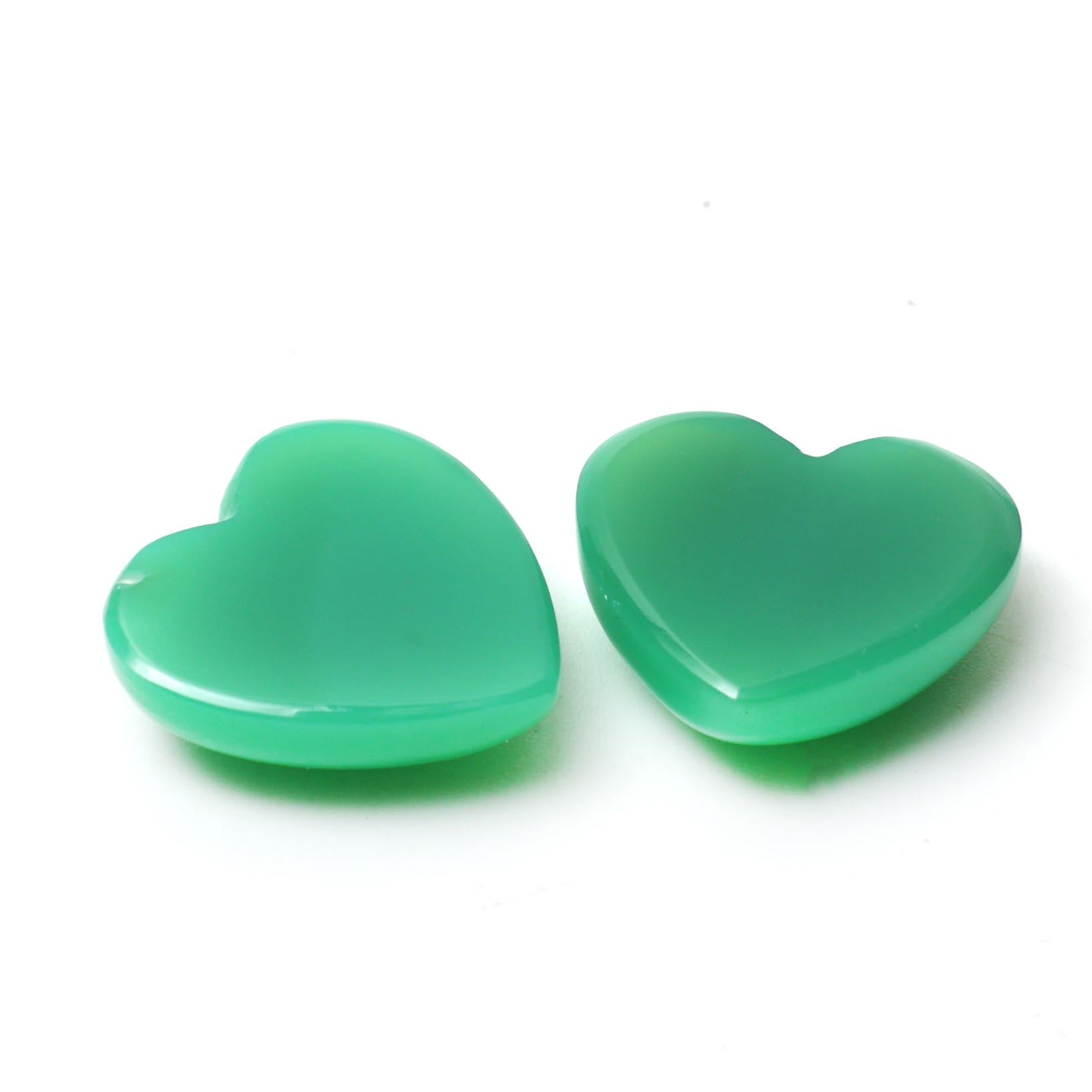 Chrysoprase Chalcedony Smooth Heart Cabochon 20mm – Flat Back Semi-Precious Gemstone Cabs