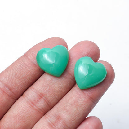 Chrysoprase Chalcedony Smooth Heart Cabochon 20mm – Flat Back Semi-Precious Gemstone Cabs
