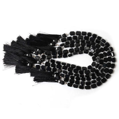 Natural Black Onyx Faceted Tumble Nuggets Beads 6×7–7×8mm – 8″ Semi-Precious Gemstone Strand