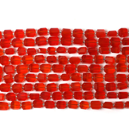 Red Onyx Faceted Tumble Nuggets Beads 6×7–7×8mm – 8″ Semi-Precious Gemstone Strand