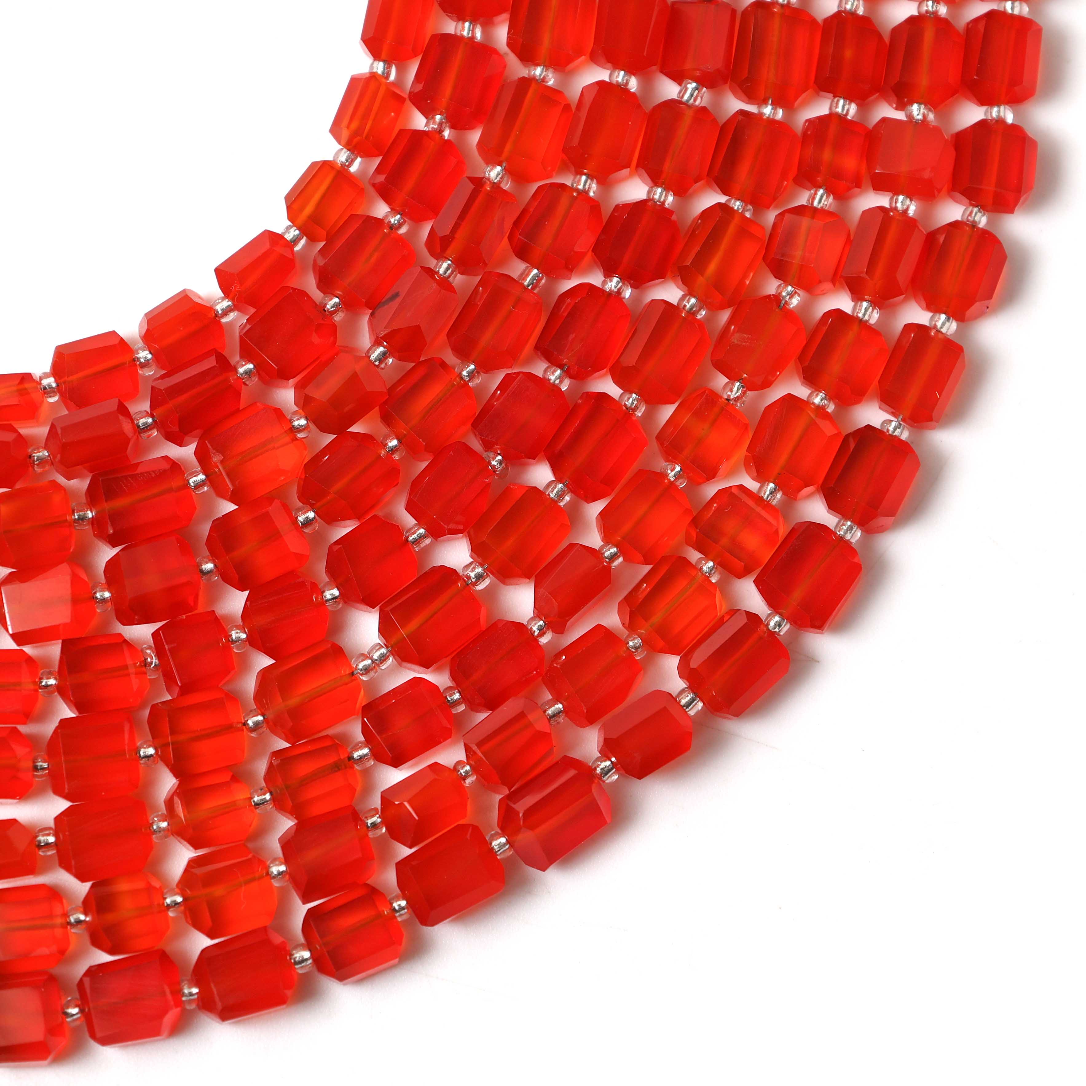 Red Onyx Faceted Tumble Nuggets Beads 6×7–7×8mm – 8″ Semi-Precious Gemstone Strand