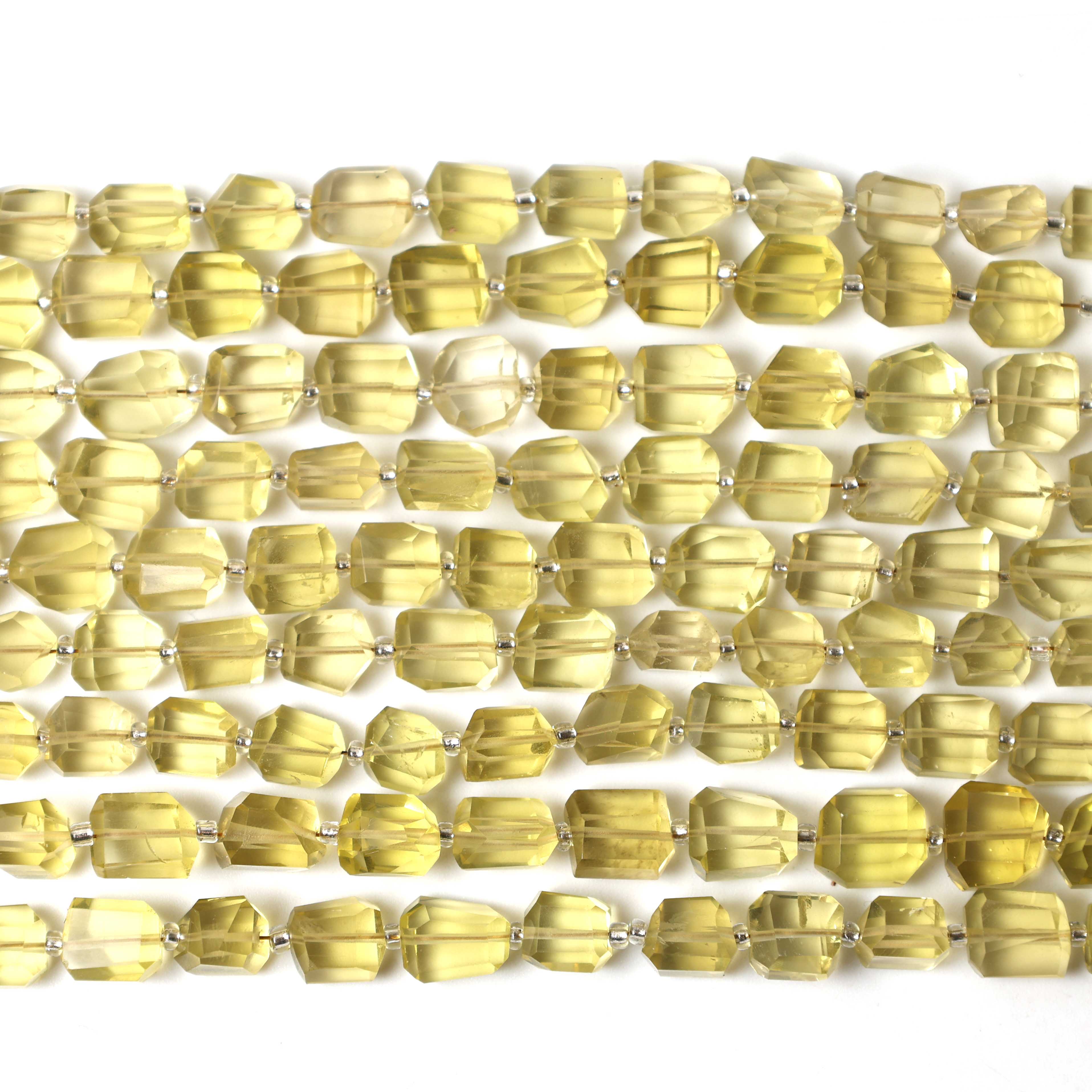 Natural Lemon Quartz Faceted Tumble Nuggets Beads 7x8–8×9mm – 8″ Semi-Precious Gemstone Strand