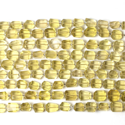 Natural Lemon Quartz Faceted Tumble Nuggets Beads 7x8–8×9mm – 8″ Semi-Precious Gemstone Strand