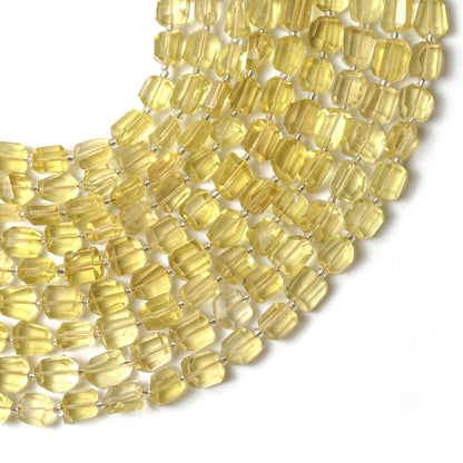 Natural Lemon Quartz Faceted Tumble Nuggets Beads 7x8–8×9mm – 8″ Semi-Precious Gemstone Strand
