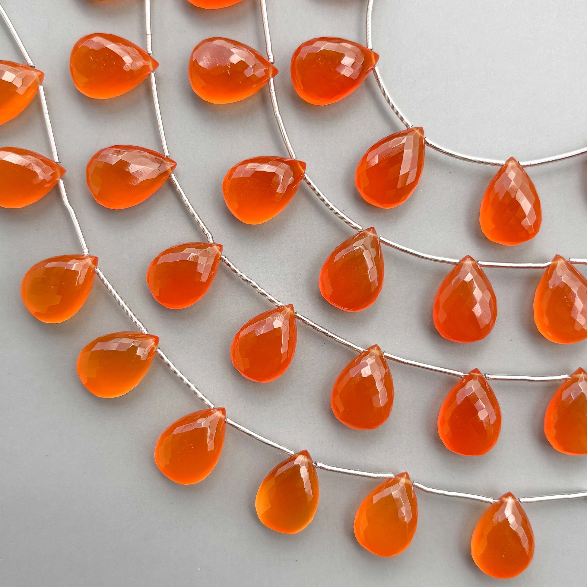 Dyed Carnelian Micro Cut Pear Shape Side Drill Beads – 8 Pcs 15×11mm Micro Faceted Beads For Jewelry Making