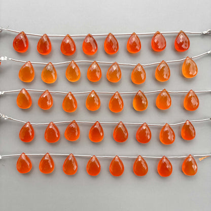 Dyed Carnelian Micro Cut Pear Shape Side Drill Beads – 8 Pcs 15×11mm Micro Faceted Beads For Jewelry Making