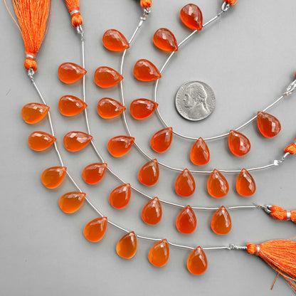 Dyed Carnelian Micro Cut Pear Shape Side Drill Beads – 8 Pcs 15×11mm Micro Faceted Beads For Jewelry Making
