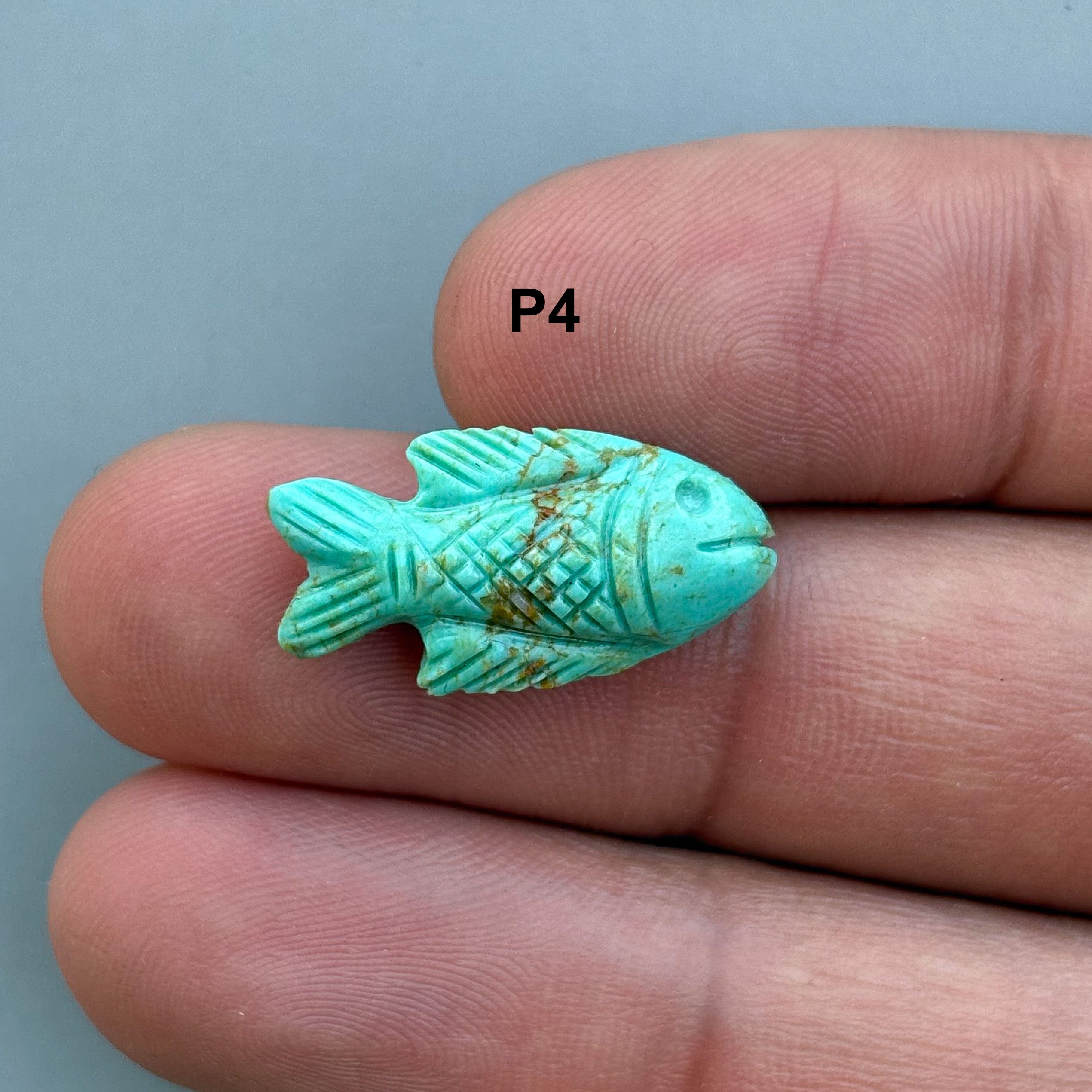 Natural Turquoise Handmade Fish Carving – Semi-Precious Gemstone Fish Carving for Jewelry Making