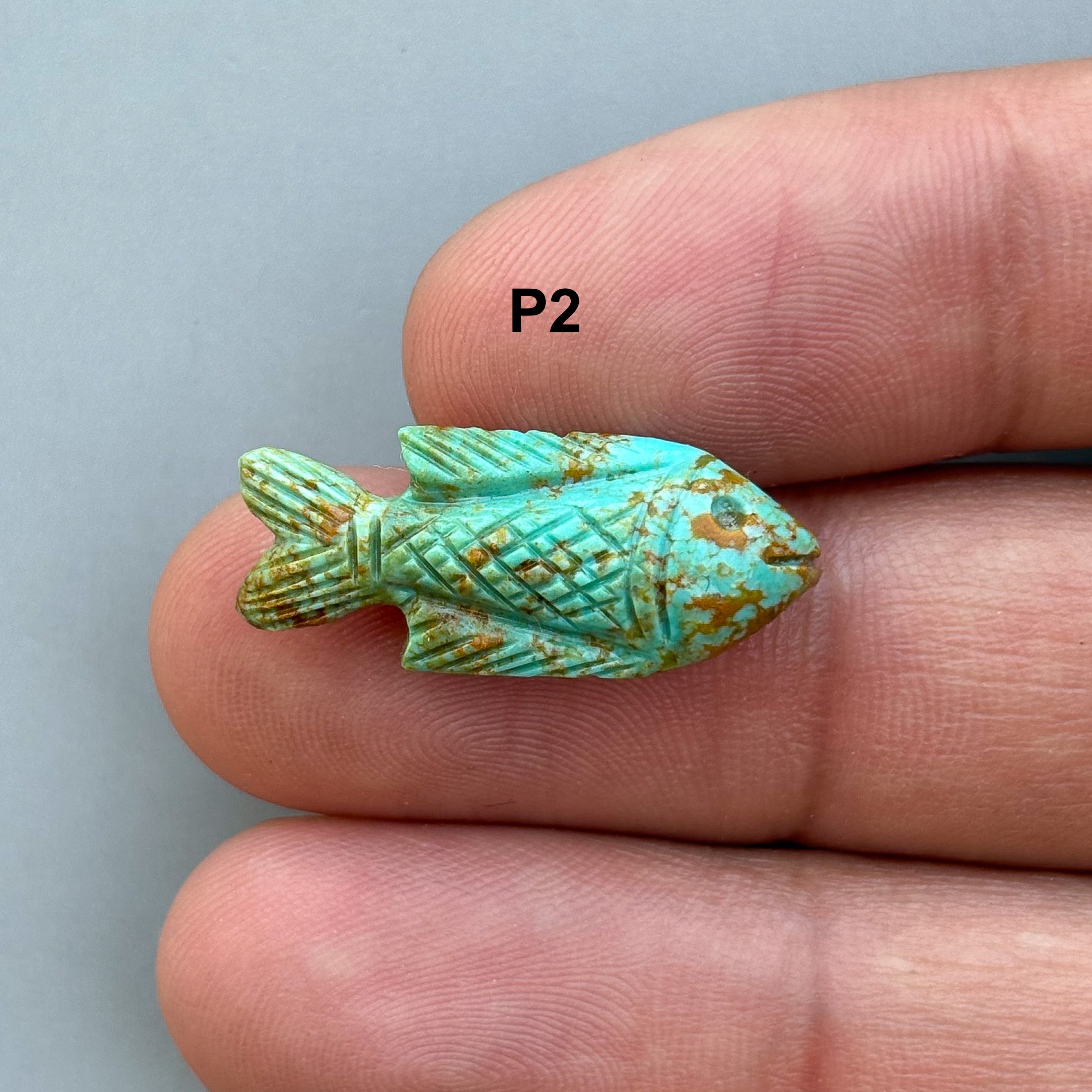 Natural Turquoise Handmade Fish Carving – Semi-Precious Gemstone Fish Carving for Jewelry Making