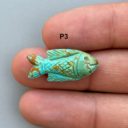 Natural Turquoise Handmade Fish Carving – Semi-Precious Gemstone Fish Carving for Jewelry Making