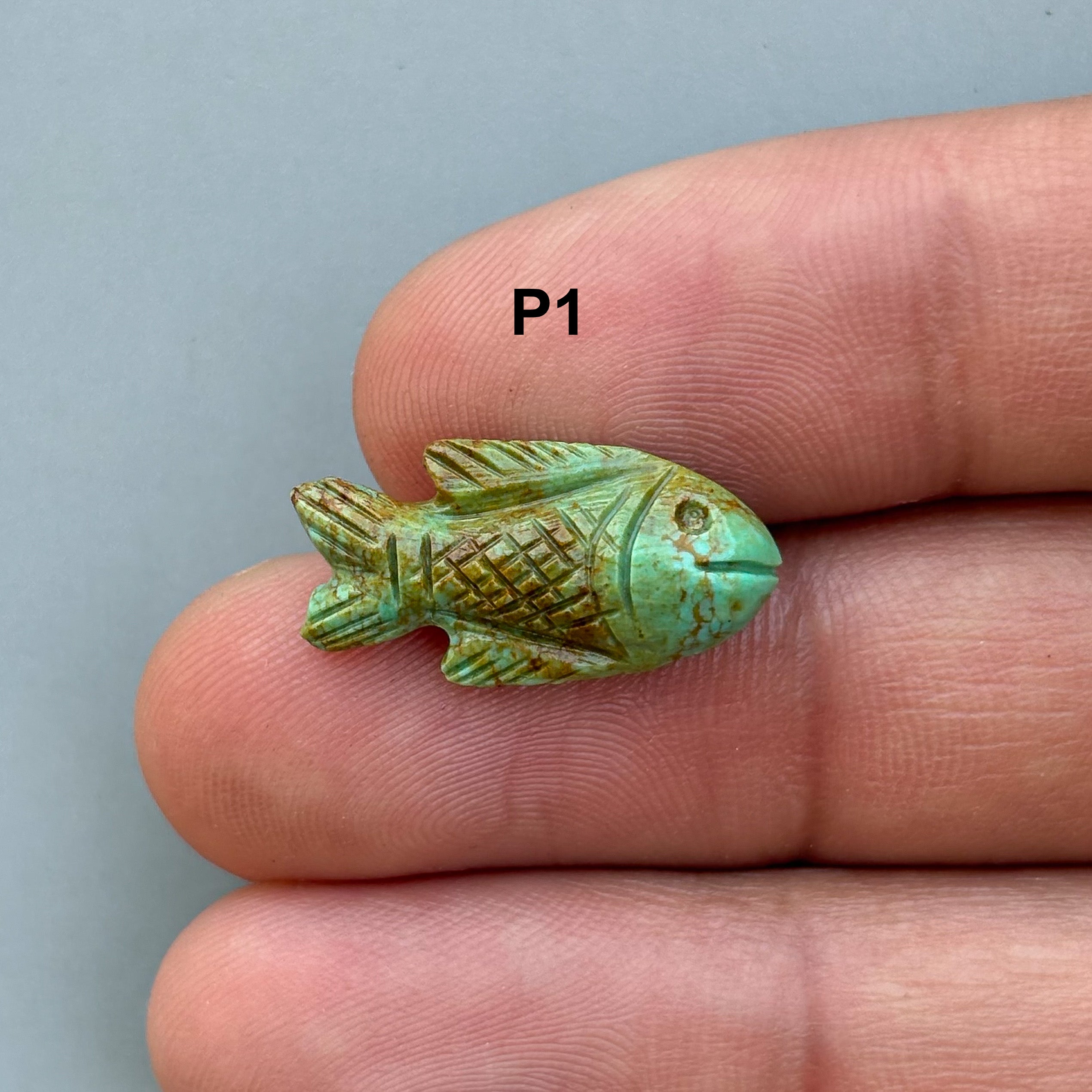 Natural Turquoise Hand Carved Fish Carving – Semi-Precious Gemstone Fish Carving for Jewelry Making