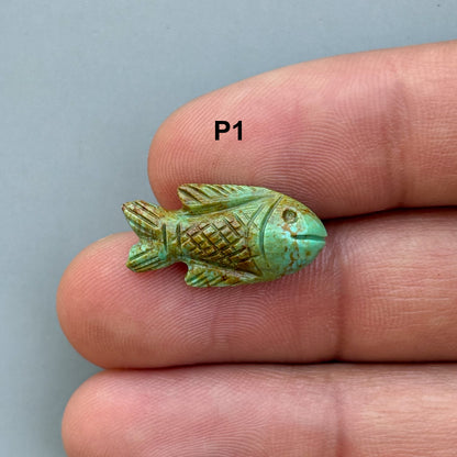 Natural Turquoise Hand Carved Fish Carving – Semi-Precious Gemstone Fish Carving for Jewelry Making