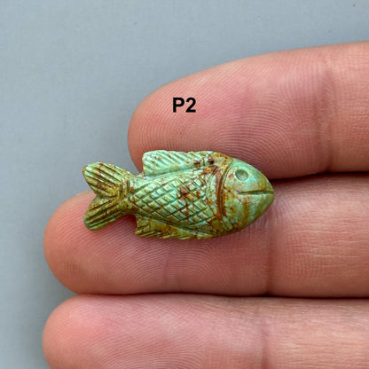 Natural Turquoise Hand Carved Fish Carving – Semi-Precious Gemstone Fish Carving for Jewelry Making