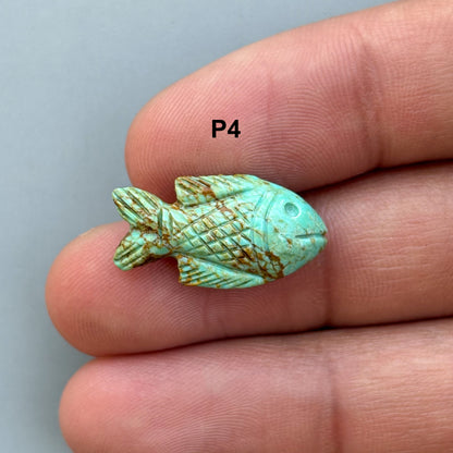 Natural Turquoise Hand Carved Fish Carving – Semi-Precious Gemstone Fish Carving for Jewelry Making