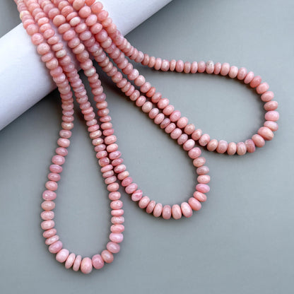 Natural Pink Opal Smooth Rondelle Beads 5–9.5mm – 16″ Semi-Precious Gemstone Beads Strand for Jewelry Making