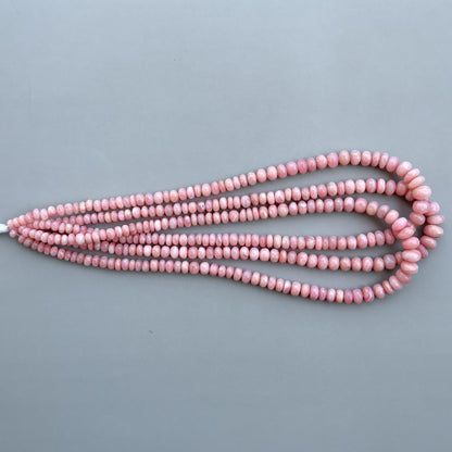 Natural Pink Opal Smooth Rondelle Beads 5–9.5mm – 16″ Semi-Precious Gemstone Beads Strand for Jewelry Making
