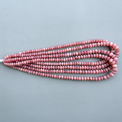 Natural Peruvian Pink Opal Smooth Rondelle Beads 5–8mm – 16″ Semi-Precious Gemstone Strand for Jewelry Making