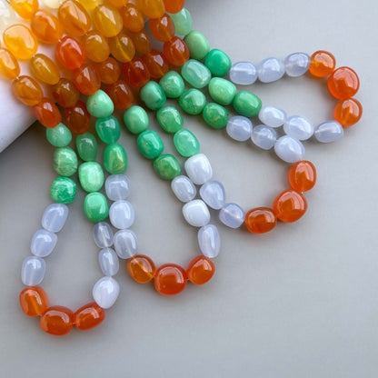 Natural Mix Semi Precious Gemstone Smooth Tumble Shape Beads 8×11–13×15mm – 17″ Multi Gemstone Beads Strand