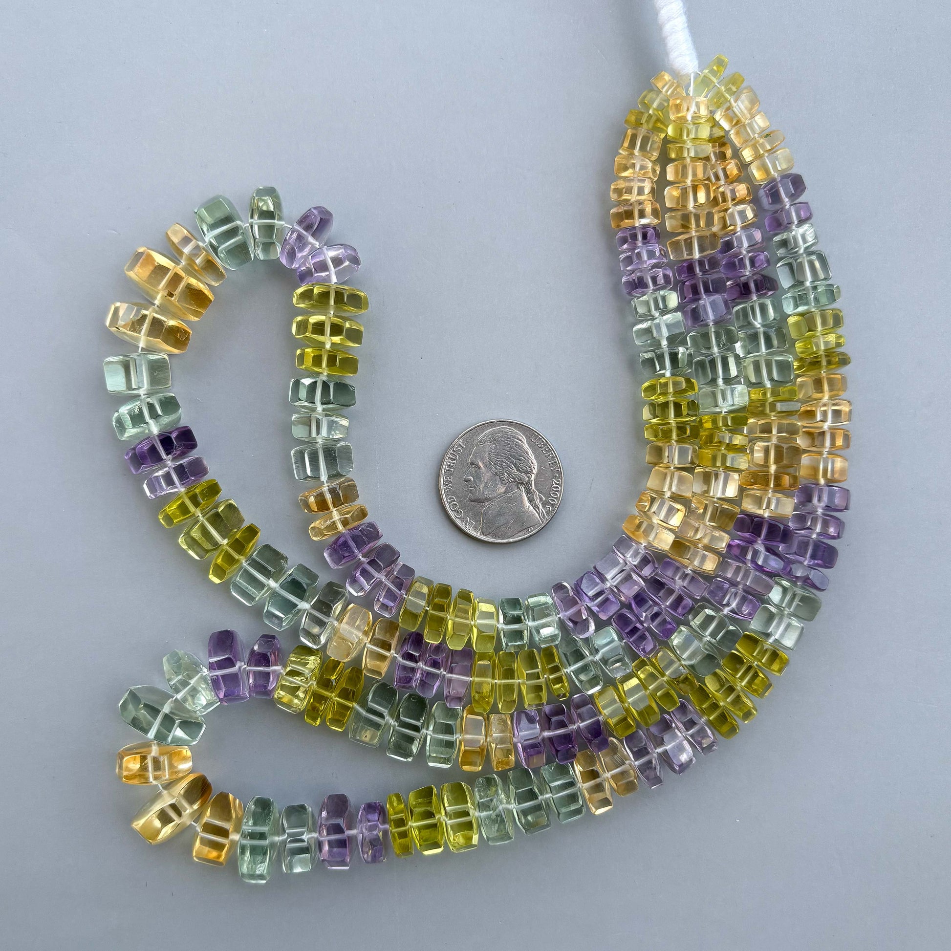 Natural mix semi-precious gemstone faceted bolt beads 7–13mm