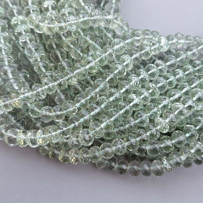 Natural Green Amethyst Faceted Rondelle Beads 5–9mm – 16″ Semi-Precious Gemstone Beads Strand for Jewelry Making
