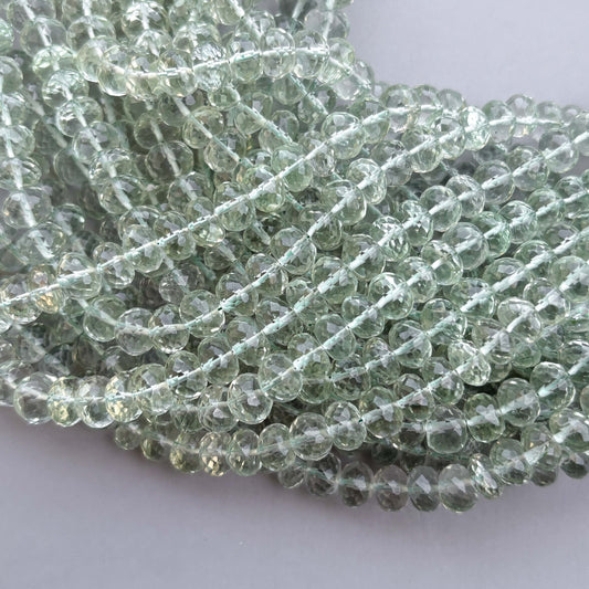 Natural Green Amethyst Faceted Rondelle Beads 5–9mm – 16″ Semi-Precious Gemstone Beads Strand for Jewelry Making