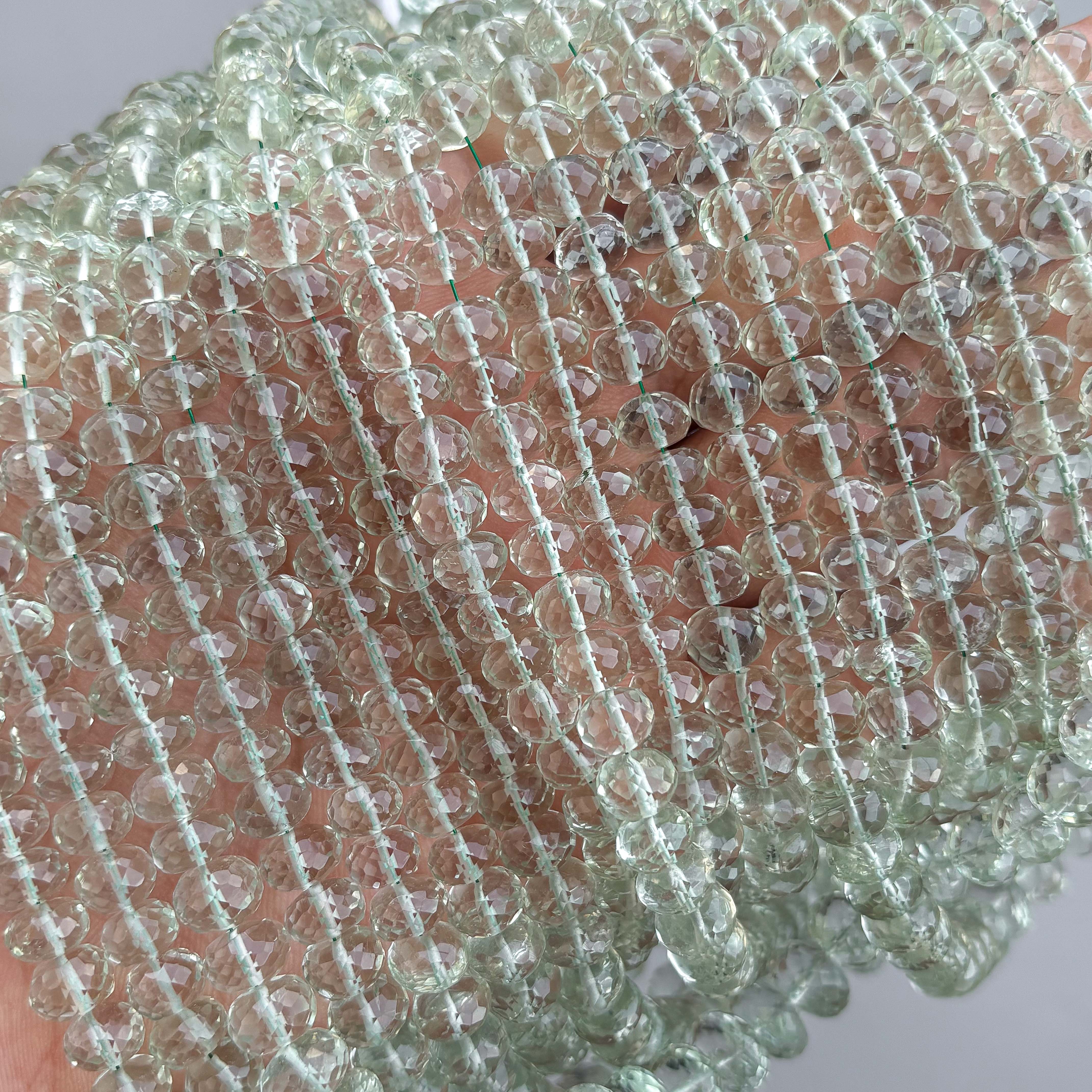 Natural Green Amethyst Faceted Rondelle Beads 5–9mm – 16″ Semi-Precious Gemstone Beads Strand for Jewelry Making