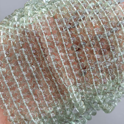 Natural Green Amethyst Faceted Rondelle Beads 5–9mm – 16″ Semi-Precious Gemstone Beads Strand for Jewelry Making