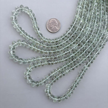 Natural Green Amethyst Faceted Rondelle Beads 5–9mm – 16″ Semi-Precious Gemstone Beads Strand for Jewelry Making