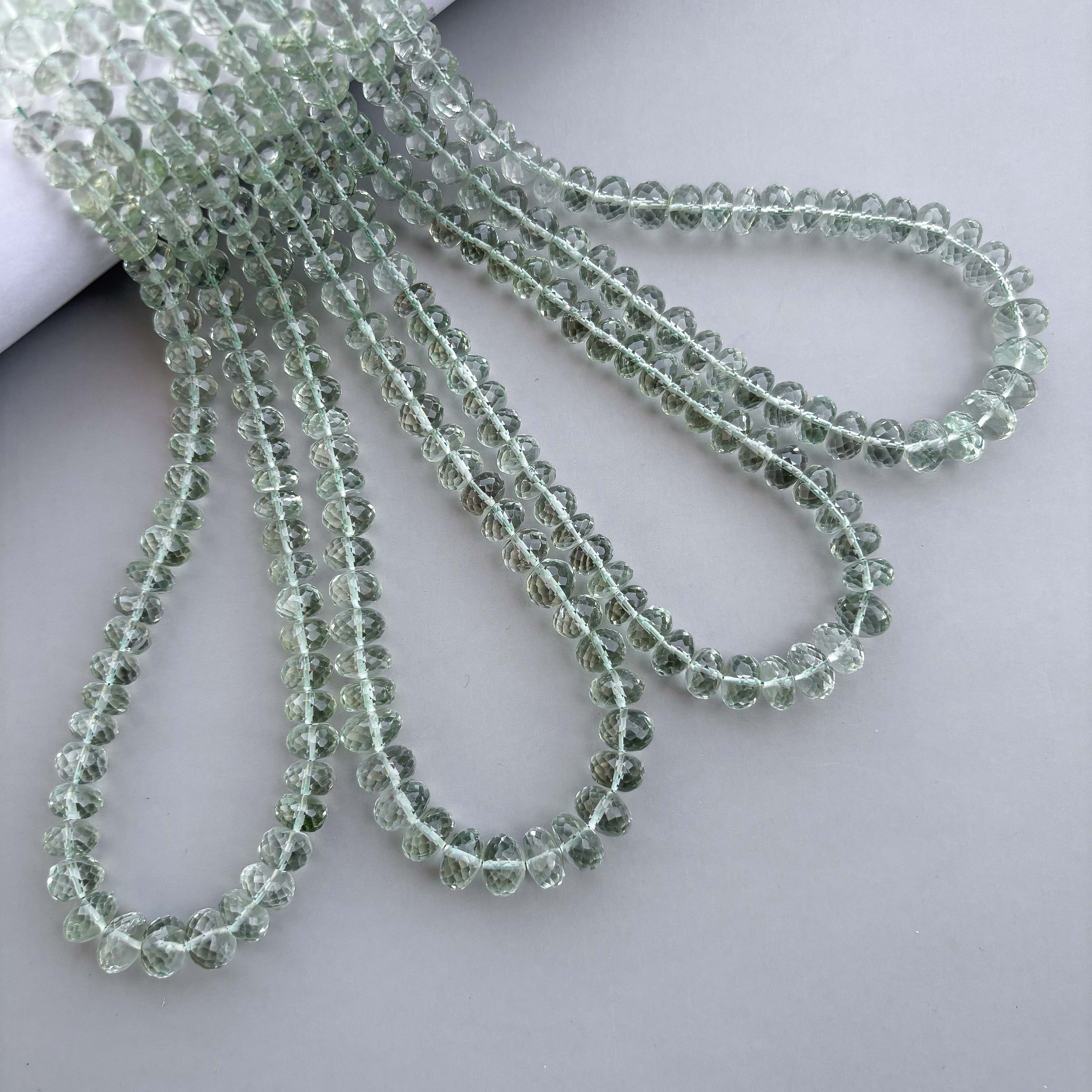 Natural Green Amethyst Faceted Rondelle Beads 5–9mm – 16″ Semi-Precious Gemstone Beads Strand for Jewelry Making