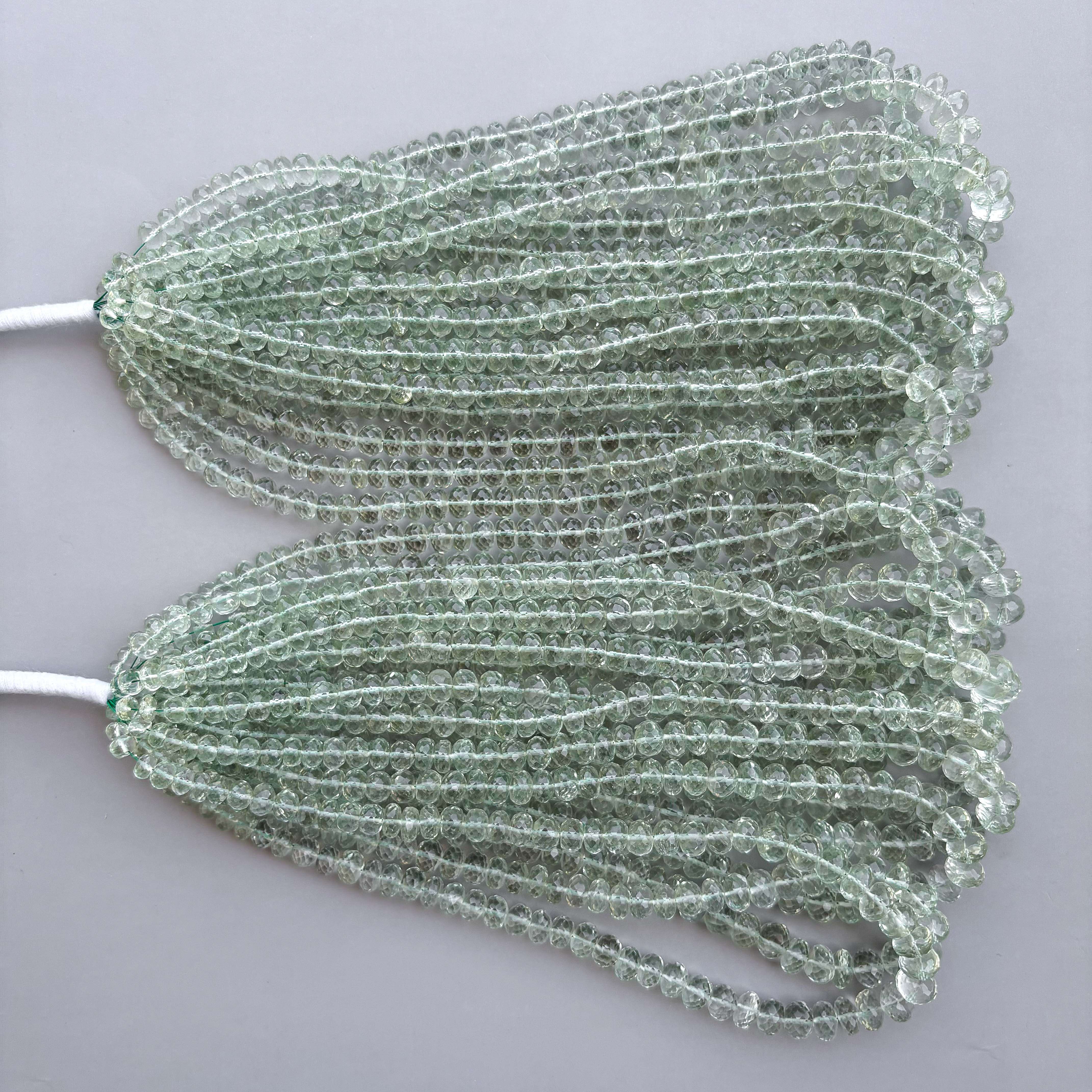 Natural Green Amethyst Faceted Rondelle Beads 5–9mm – 16″ Semi-Precious Gemstone Beads Strand for Jewelry Making