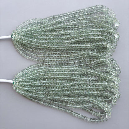 Natural Green Amethyst Faceted Rondelle Beads 5–9mm – 16″ Semi-Precious Gemstone Beads Strand for Jewelry Making